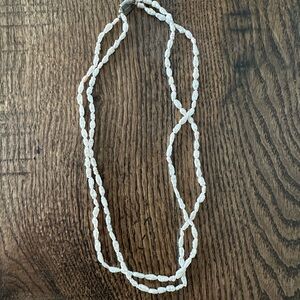 Freshwater Pearl Necklace 18” Sterling Silver Clasp | Baroque Rice Pearls